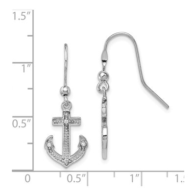 Sterling Silver CZ Anchor Shepherd Hook Dangle Earrings – view 5