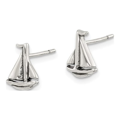 Sterling Silver Sailboat Stud Earrings – view 3