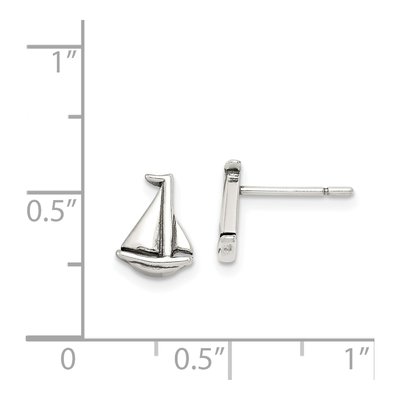 Sterling Silver Sailboat Stud Earrings – view 5