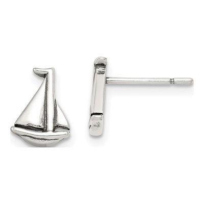 Sterling Silver Sailboat Stud Earrings
