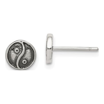 Sterling Silver Yin Yang Stud Earrings