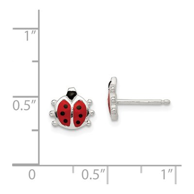Sterling Silver Enamel Ladybug Stud Earrings – view 5