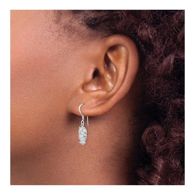 Sterling Silver CZ Owl Dangle Earrings – view 4