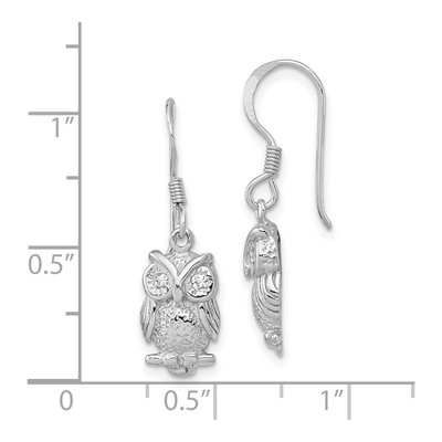 Sterling Silver CZ Owl Dangle Earrings – view 5