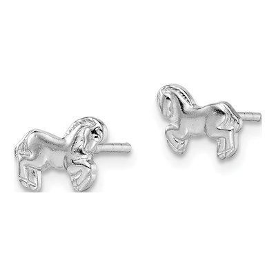 Sterling Silver Girls' Horse Stud Earrings – view 3