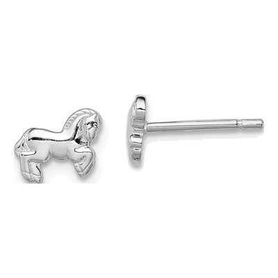 Sterling Silver Girls' Horse Stud Earrings