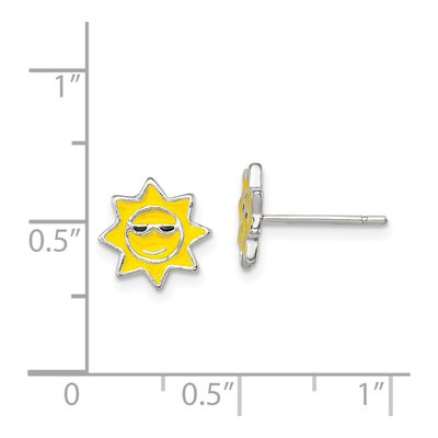 Sterling Silver Enamel Sunshine Button Stud Earrings – view 5
