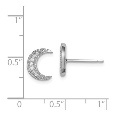 Sterling Silver Round CZ Crescent Moon Stud Earrings – view 5