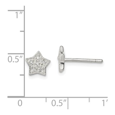 Sterling Silver Round CZ Star Stud Earrings – view 5