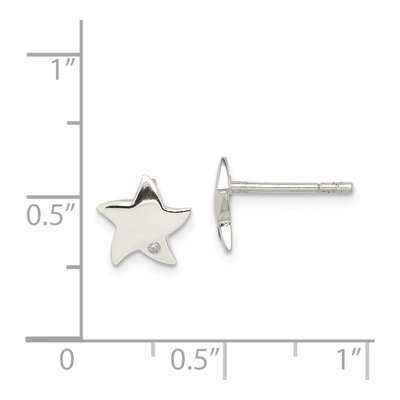Sterling Silver Round Diamond Star Stud Earrings – view 5