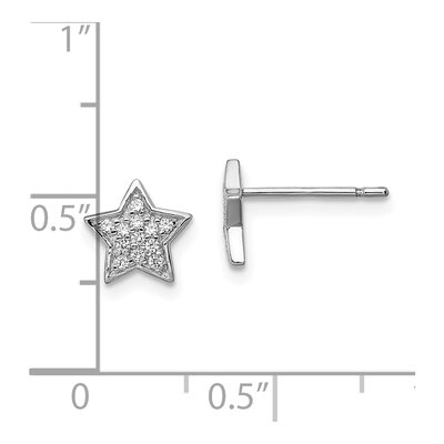 Sterling Silver Round CZ Star Stud Earrings – view 5