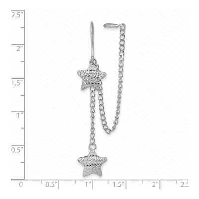 Sterling Silver Star Earlobe Cuff Dangle Earrings – view 3