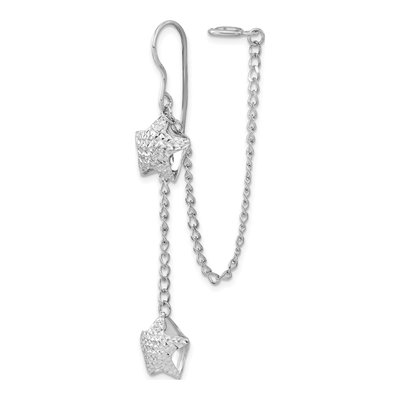 Sterling Silver Star Earlobe Cuff Dangle Earrings – view 4