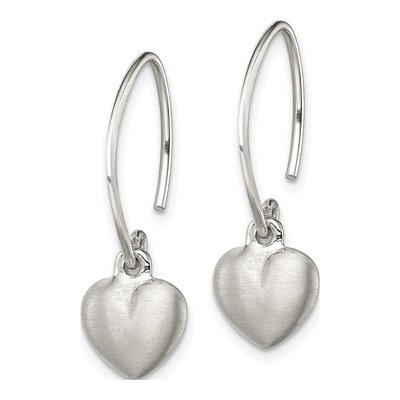 Sterling Silver Heart Threader Earrings – view 3
