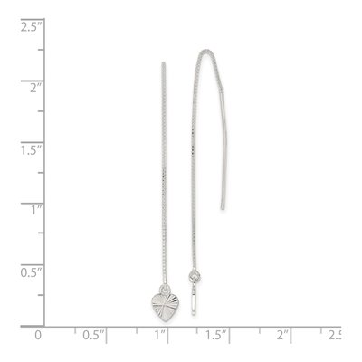 Sterling Silver Diamond-Cut Heart Threader Earrings – view 5