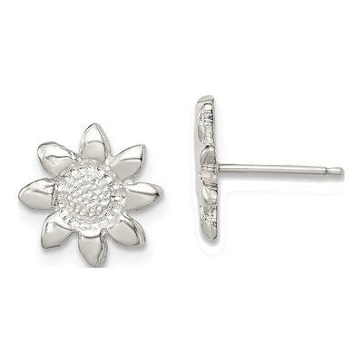 Sterling Silver Girls' Sunflower Stud Earrings