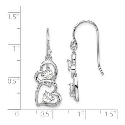 Sterling Silver CZ Heart Dangle Earrings – view 5