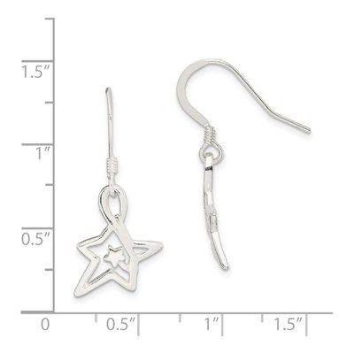 Sterling Silver Diamond-Cut Star Dangle Earrings – view 5
