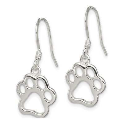 Sterling Silver Paw Print Dangle Earrings – view 3