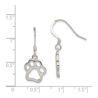 Sterling Silver Paw Print Dangle Earrings – view 5