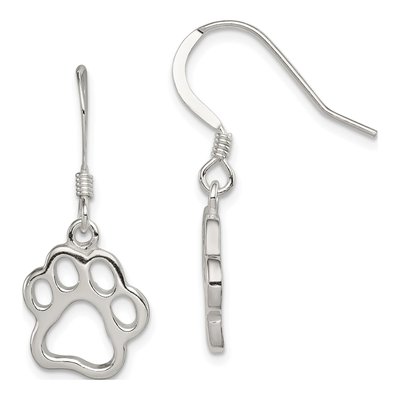 Sterling Silver Paw Print Dangle Earrings
