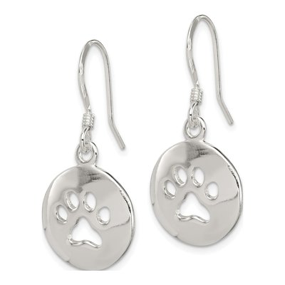 Sterling Silver Paw Print Dangle Earrings – view 3