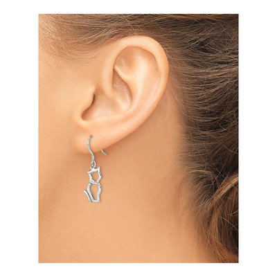 Sterling Silver Cat Dangle Earrings – view 4