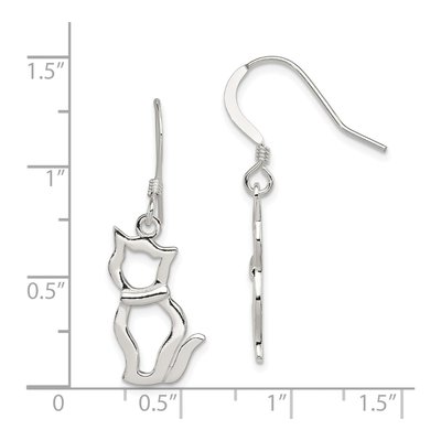 Sterling Silver Cat Dangle Earrings – view 5