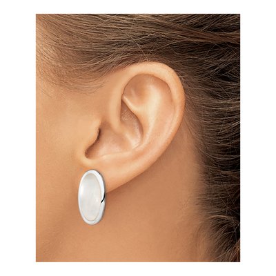 Sterling Silver Oval Mother of Pearl Non-Pierced Stud Earrings – view 3