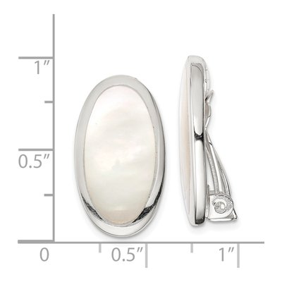 Sterling Silver Oval Mother of Pearl Non-Pierced Stud Earrings – view 4
