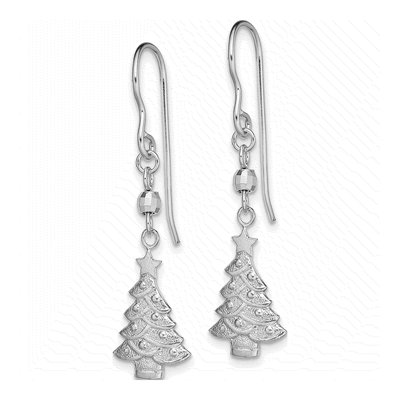 Sterling Silver Christmas Tree Dangle Earrings – view 3