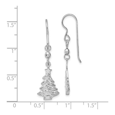 Sterling Silver Christmas Tree Dangle Earrings – view 5