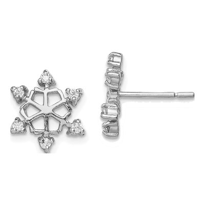 Sterling Silver CZ Snowflake Stud Earrings