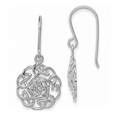 Sterling Silver Celtic Shepherd Hook Dangle Earrings