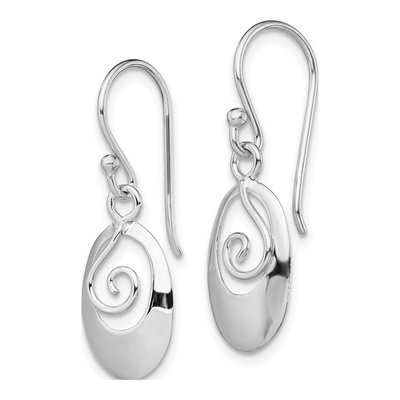 Sterling Silver Swirl Oval Dangle Earrings – view 3