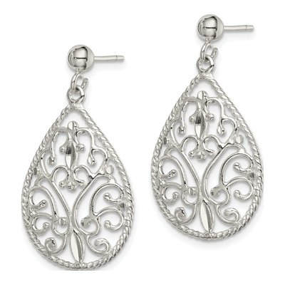 Sterling Silver Twisted Teardrop Dangle Earrings – view 3