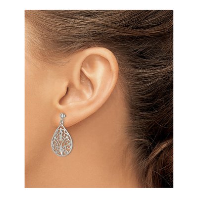 Sterling Silver Twisted Teardrop Dangle Earrings – view 4