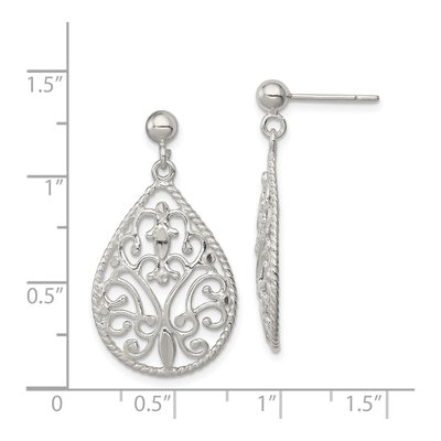 Sterling Silver Twisted Teardrop Dangle Earrings – view 5