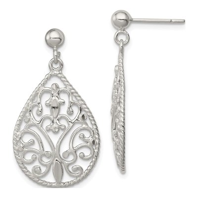 Sterling Silver Twisted Teardrop Dangle Earrings