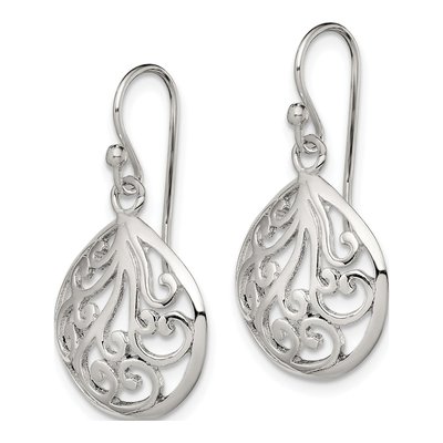 Sterling Silver Filigree Teardrop Dangle Earrings – view 3