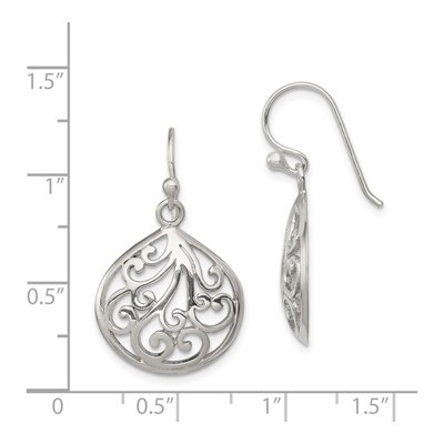 Sterling Silver Filigree Teardrop Dangle Earrings – view 5