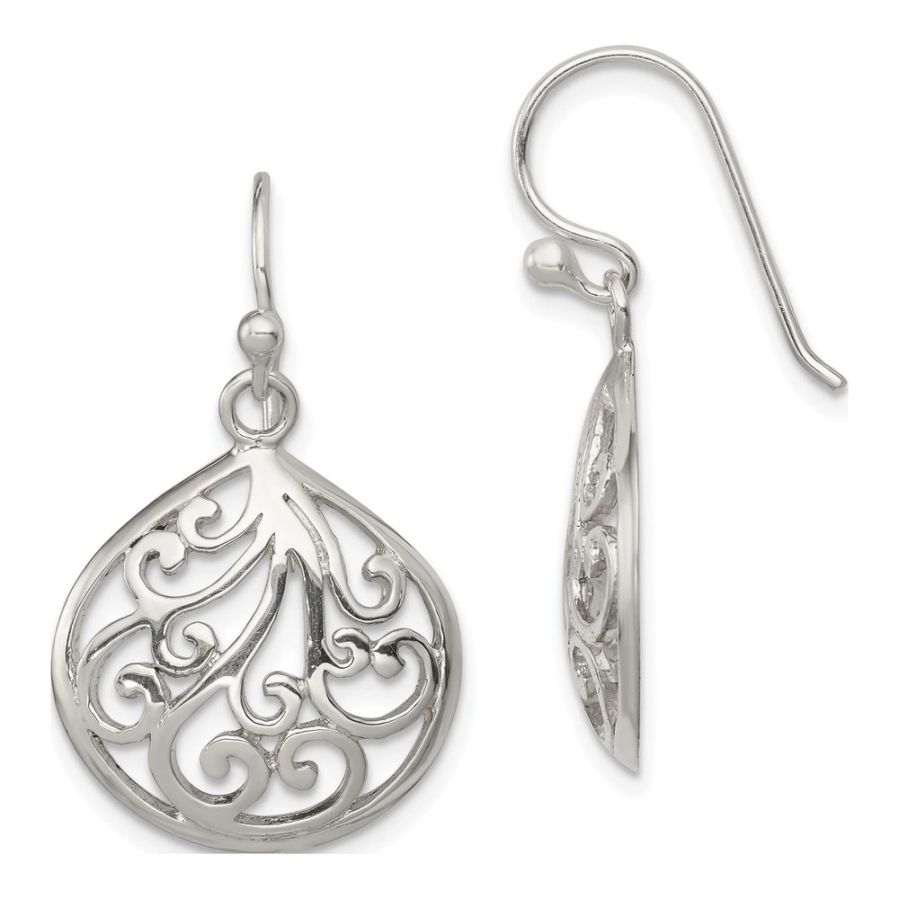 Sterling Silver Filigree Teardrop Dangle Earrings