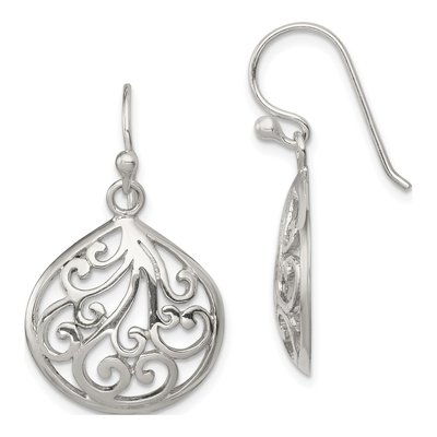 Sterling Silver Filigree Teardrop Dangle Earrings