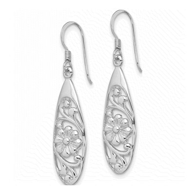 Sterling Silver Flower Dangle Earrings – view 3