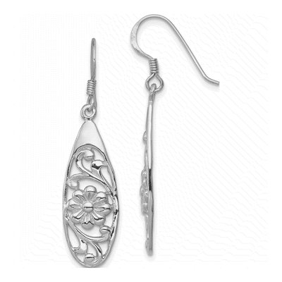Sterling Silver Flower Dangle Earrings