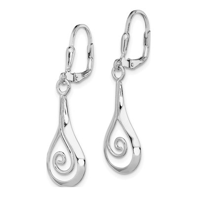 Sterling Silver Swirl Teardrop Leverback Earrings – view 3