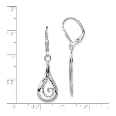 Sterling Silver Swirl Teardrop Leverback Earrings – view 5