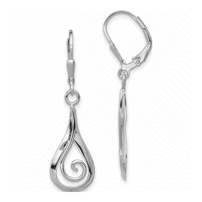 Sterling Silver Swirl Teardrop Leverback Earrings