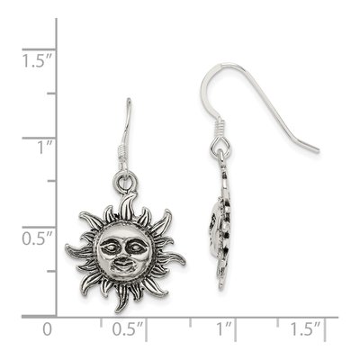 Sterling Silver Sun Dangle Earrings – view 5