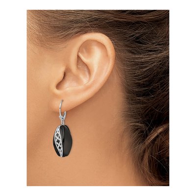 Sterling Silver Onyx Leverback Earrings – view 4
